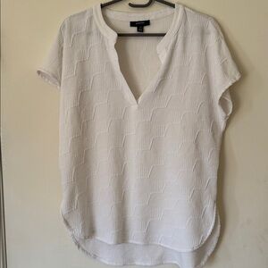 Alfani White Textured Short‎ Sleeve Blouse